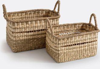 La Redoute Interieurs Set van 2 manden met handvatten, herbarium, Sola