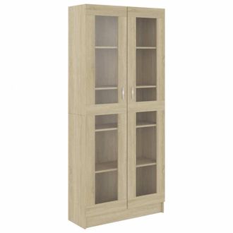 Berkfield Home Vitrine Cabinet Sonoma Oak 82.5x30.5x185.5 cm Engineered Wood in Light Brown
