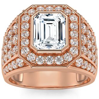 Pompeii3 3Ct Emerald Cut Diamond Mens Ring in White, Yellow or Rose Gold Lab Grown