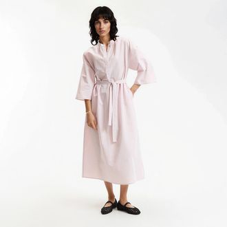 La Redoute Collections Gestreepte maxi-jurk van katoenlinnen met 3/4-mouwen