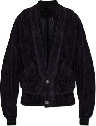 Versace Su&egrave;de Jas - Heren - Leren en Su&egrave;de Jassen - Blauw - S - Su&egrave;de - Jassen