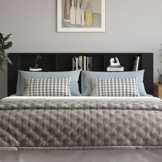 Berkfield Home Headboard Cabinet Black 220x18.5x104.5 cm