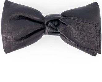 Alexandre de Paris Leather bow barette in Black at Nordstrom