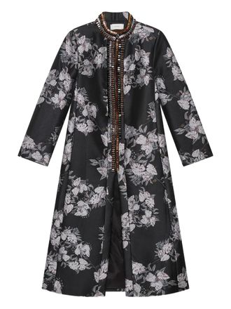 Maliparmi floral-print crystal-embellished coat - women - Viscose - 48 - Black