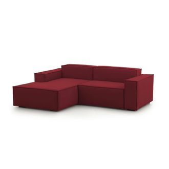 Dmora Sof&aacute; Fijo Dkivil, Sof&aacute; Modular 2 Plazas Pen&iacute;nsula Izquierda, 100% Made In Italy, Sof&aacute; Moderno En Tela, Cm 220x170h70, Rojo - Dmora