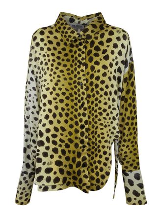The Attico Kota cheetah printed fluid satin shirt