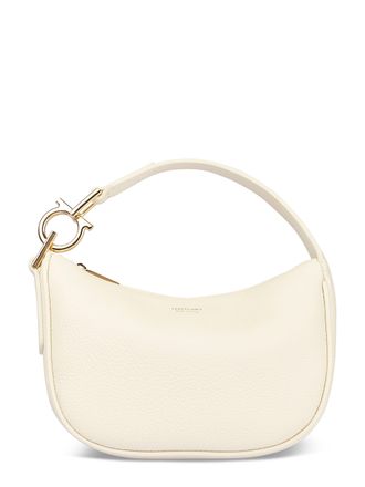 Ferragamo Crescent-Shaped Handbag in Textured Calf Leather