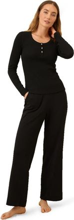 Pact Dream Rib Slim Henley Made with Organic Cotton in Black at Nordstrom, Size Small