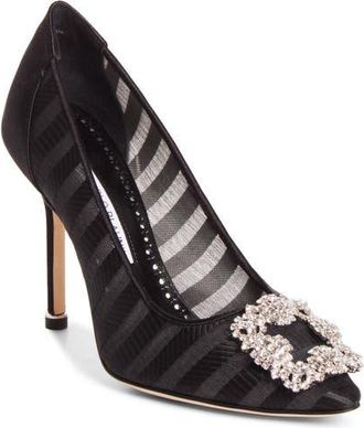 Manolo Blahnik Hangisila Pump in Ywov 979R/black at Nordstrom, Size 37.5