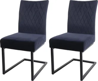 Hhg Hhg - Juego De 2 Sillas Basculantes 109, Silla De Visita Sill&oacute;n De Conferencia, Acero Aterciopelado Con Recubrimiento De Polvo, Azul Antracita