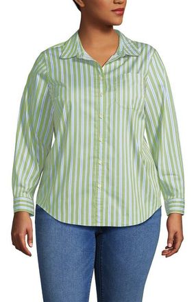 Lands End Cooling Button Front Shirt in Winter Pear Uneven Stripe at Nordstrom, Size 2 X