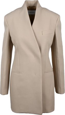 Ferragamo Beige Double-Breasted Wool Jacket
