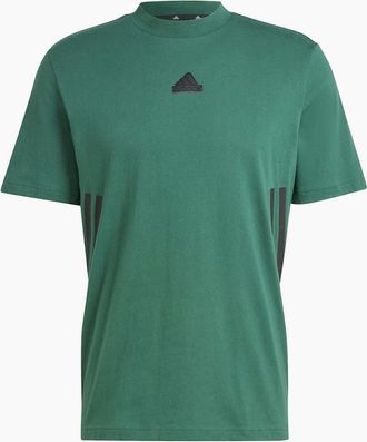adidas Mens Crew Neck Short Sleeve Jersey T-Shirt with Side Stripes - Green - Size: 38