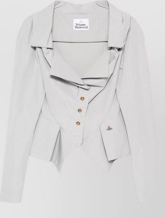 Vivienne Westwood pinstripe cropped jacket lapel peplum hem