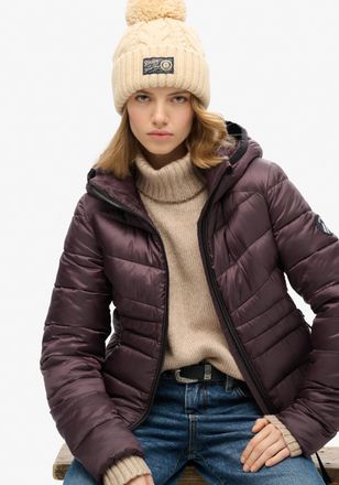 Superdry Steppjacke SUPERDRY HOODED FUJI QUILT PADDED JKT, Damen, Gr. M, lila (smoky aubergine lila), Web, Obermaterial: 100% Polyester, unifarben, slim fit, J