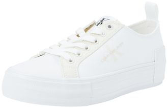 Calvin Klein Jeans Womens Bold Vulc FLATF Low LACE Mix MTL YW0YW01465 Sneakers, Beige (Creamy White/White/Whisper Pink), 6.5 UK