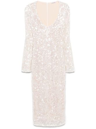 Patrizia Pepe Abito midi con paillettes - Bianco