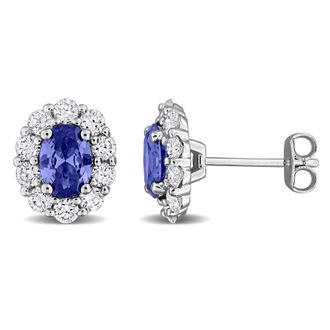 Mimi & Max Created Forever Created Gemstone and Lab-Grown Diamond Earrings Sterling Silver