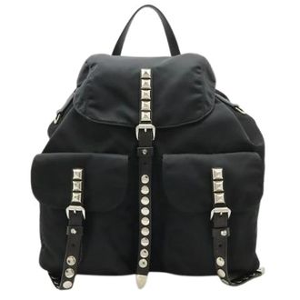 Prada Pre-owned Triangle Logo Nylon Leren Rugzak - Heren - Vintage Rugzakken - Zwart - ONE Size - Nylon - Vintage