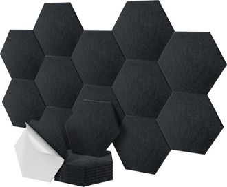 Relaxdays Placas Ac&uacute;sticas Relaxdays, 36 Unidades, Autoadhesivas, Hexagonales, 30 X 26 Cm, Reducci&oacute;n De Ruido, Decoraci&oacute;n Gamer