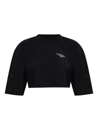 Givenchy Cropped Fit T-Shirt In Cotton With Givenchy Stamp Print