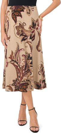 Vince Camuto Print Midi Sweater Skirt in Wooden at Nordstrom, Size Xx-Large