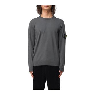 Stone Island Round-neck Knitwear, male, Gray, Size: 2XL Crew Neck Jumper Relaxed Fit