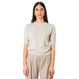 D.exterior Round-neck Knitwear, female, Gray, Size: L Maglia lux