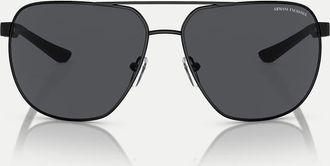 A|X Armani Exchange Ax2047s - Occhiali da sole rotondi nero opaco con lenti grigie