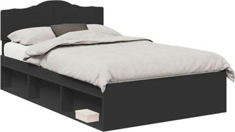 vidaXL Bed Frame with Headboard Black 120 x 200 cm Solid Pine Wood vidaXL