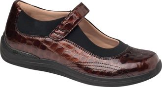 Drew Womens Rose Shoe In Brown Croc Patent Leather