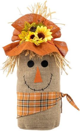 Glitzhome Fall Linen Scarecrow Doorstop Porch Decor in Orange at Nordstrom, Size Medium