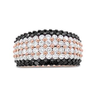 House of Brilliance 18K Rose Gold 2 1/5 Cttw Black and White Diamond 6 Row Band Ring in Pink at Nordstrom, Size 7