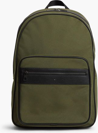 Tommy Hilfiger Mens Water-Repellent Mixed-Media Backpack - Platinum Olive