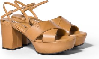 Miu Miu Leather Platform Sandals, Woman, Honey, Size 36,5