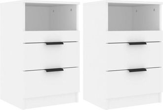 vidaXL Bedside Cabinets 2 pcs White Engineered Wood Vidaxl