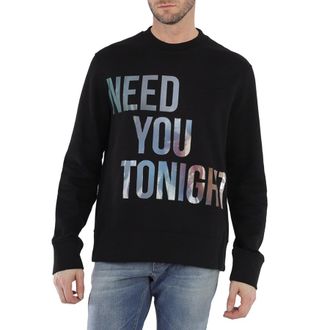 Roberto Cavalli Mens Black Need You Tonight Classic Fit Sweatshirt, Size X-Small