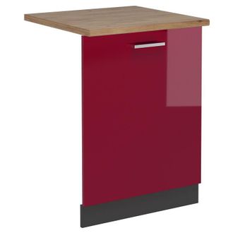 Vicco Tapa del lavavajillas R-Line, Rojo Burdeos alto brillo, 60 cm, ET Roble, Vicco