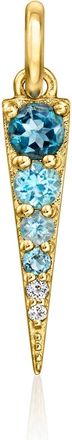 RS Pure by Ross-Simons White and Tonal Blue Topaz Geometric Charm in 14kt Yellow Gold