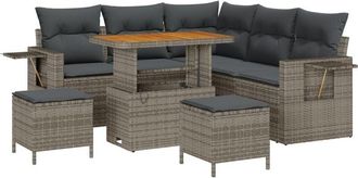 vidaXL Vidaxl - Garden Sofa Set Height-Adjustable 8 pcs Grey Poly Rattan