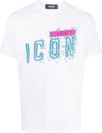 Dsquared2 Icons Pixel Logo Cool Fit White T-Shirt