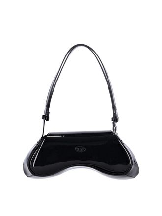 Diesel Glossy Black Shoulder Bag with Adjustable Strap