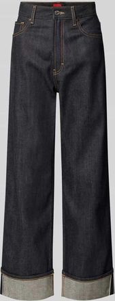 HUGO BOSS Wide Leg Jeans aus Baumwoll-Mix Modell GEABENA in Dunkelblau, Größe 25/32