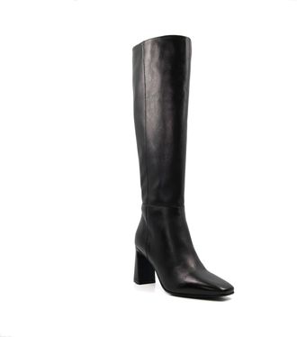 Dune London Womens Ladies Savoir - Flare-Heeled Leather Knee-High Boots - Black - Size UK 7