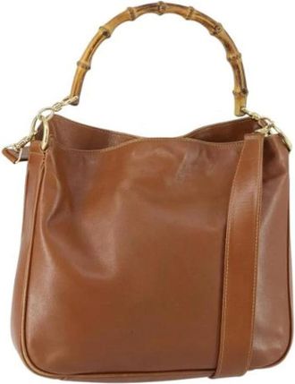 Gucci Pre-owned Handbags, female, Brown, Size: ONE SIZE Pre-owned Vintage Leather Handbag