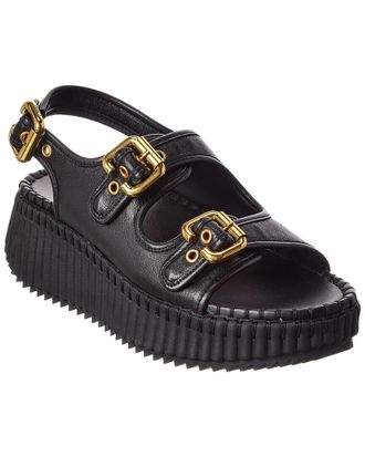 Chlo&eacute; Nama Leather Wedge Sandal