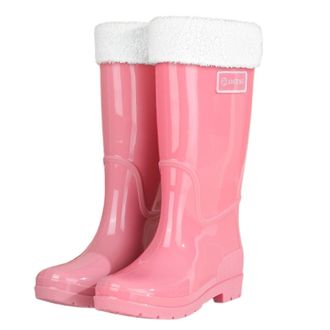 Generic Womens Wellies Slip Outdoor High Top Winter Fleece Lined Fashion Shoes For Hiking Camping Daily Use Ladies Waterproof Thick Sole High Calf Rain Boots(