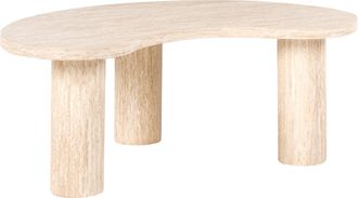 Beliani Mesa De Centro Tablero De Mdf Chapado Efecto Travertino Con Aspecto De Piedra Dise&ntilde;o Moderno Beige Noma