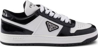 Prada Witte Leren Sneakers Veters Logo - Dames - Sneakers - Wit - 40 EU - Schoenen
