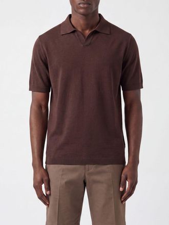 Herno Polo a maniche corte in cotone con colletto classico e scollo a V